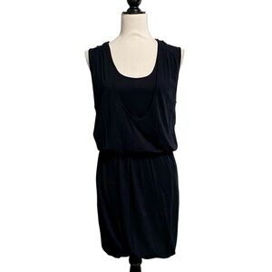 Skin Black Scoop Neck Racerback Tank Dress Pima Cotton Modal Blend Size Small